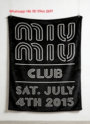 Miu Miu Club Neon Logo Black White Flannel Throw Blanket Miu Miu 2015 Event Printed Sofa Blanket IMG_0341